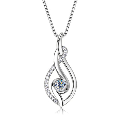 925 Sterling Silver 4mm Round Moissanite Twist Pendant Necklace Gold Plated Sparking Diamond Party Jewelry for Women Gifts