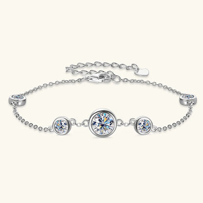 2024 New 18k Gold Plated Bracelet 925 Silver Chain 2mm D Color Bezel Moissanite Bracelets Fashion Women's Jewelry Gifts