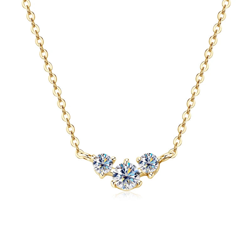 2025 New 4mm&2mm D Color Moissanite Pendant Necklace Plated 18K Gold 925 Silver Chain Jewelry GRA Certified for Women Girl Gifts