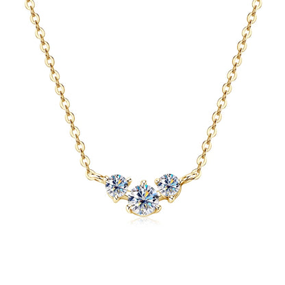 2025 New 4mm&2mm D Color Moissanite Pendant Necklace Plated 18K Gold 925 Silver Chain Jewelry GRA Certified for Women Girl Gifts