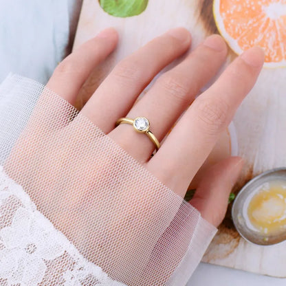 Classic 0.5ct Moissainte Wedding Rings Gold Color Bands for Women 5mm Lab Diamond Solitaire Ring Engagement Jewelry Gifts