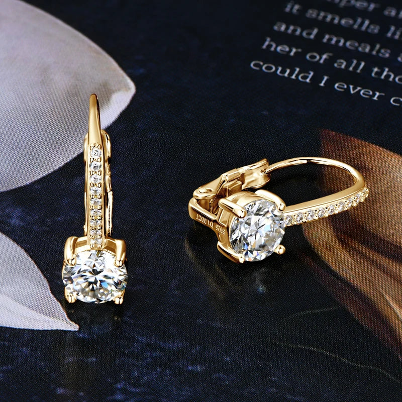 100% Real 925 Silver 1.0ct D Color Moissanite Drop Hoop Earring for Women Clip Earring Engagement Wedding GRA Jewelry Gift