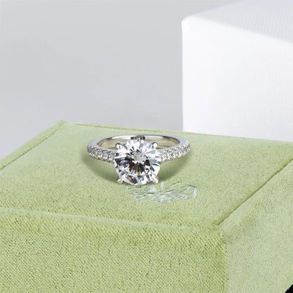 925 Sterling Silver 3ct Round Cut Engagement Rings Sparkling Zirconia Wedding Jewelry Luxury Pave Single Row Ring For Girl