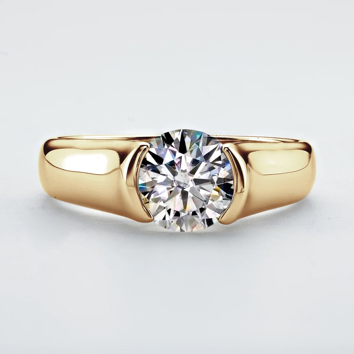Real 925 Silver 2 Carat Moissanite Wedding Ring For Women Solitaire Promise Finger Ring Certified Jewelry 18K Gold Plated