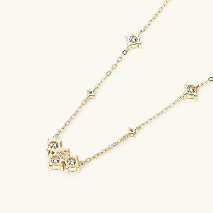 2025 New 4mm&2mm D Color Moissanite Pendant Necklace Plated 18K Gold 925 Silver Chain Jewelry GRA Certified for Women Girl Gifts