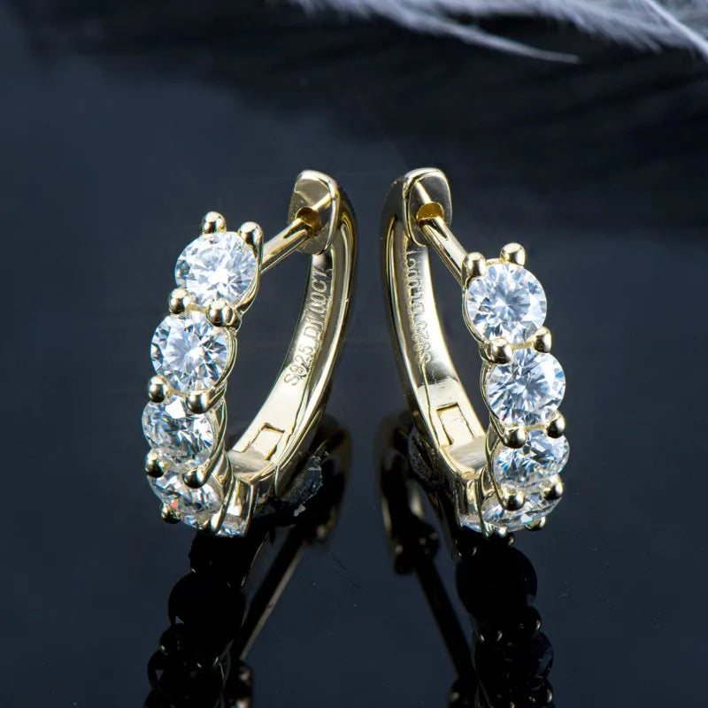 Luxury Moissanite Hoop Earrings 3.5mm 1.0ct 925 Sterling Silver for Women Jewelry Sparking Diamond Wedding Party Earring