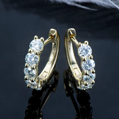 Luxury Moissanite Hoop Earrings 3.5mm 1.0ct 925 Sterling Silver for Women Jewelry Sparking Diamond Wedding Party Earring
