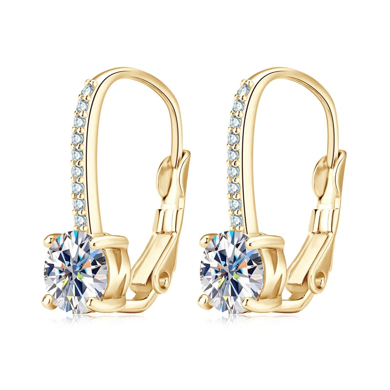 100% Real 925 Silver 1.0ct D Color Moissanite Drop Hoop Earring for Women Clip Earring Engagement Wedding GRA Jewelry Gift