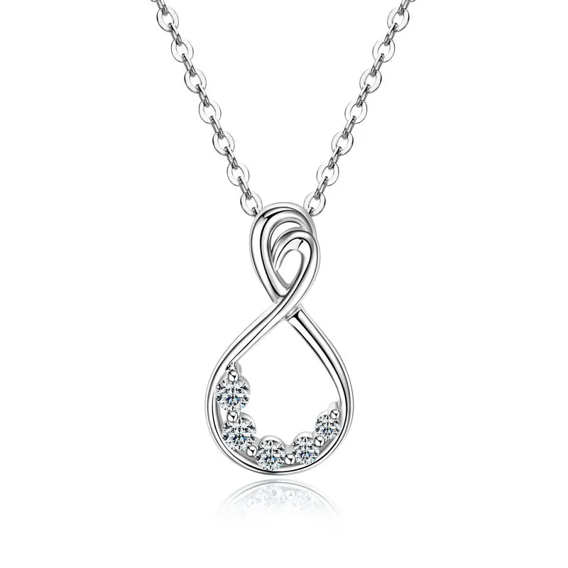 Infinity Necklace S925 D Round Moissanite Pendant Necklaces 925 Silver for Women Adjustable Chain GRA Certified Infinite Jewelry