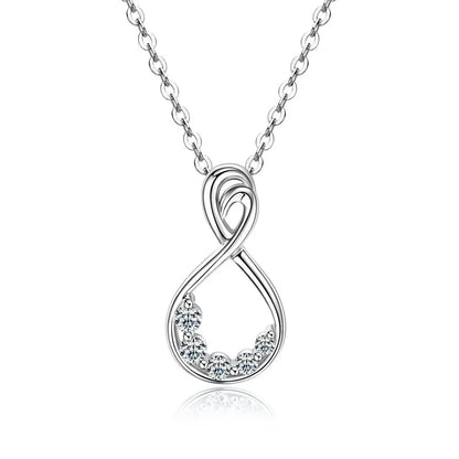 Infinity Necklace S925 D Round Moissanite Pendant Necklaces 925 Silver for Women Adjustable Chain GRA Certified Infinite Jewelry