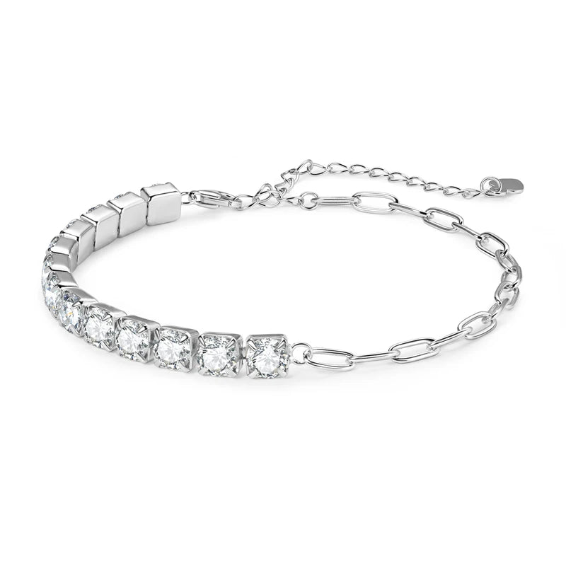 925 Silver Half Chain Tennis Bracelet 2-5mm D Color Moissanite Bracelet for Women Fine Jewelry 18k Gold Plated Bangle New