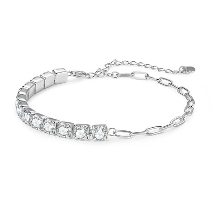 925 Silver Half Chain Tennis Bracelet 2-5mm D Color Moissanite Bracelet for Women Fine Jewelry 18k Gold Plated Bangle New