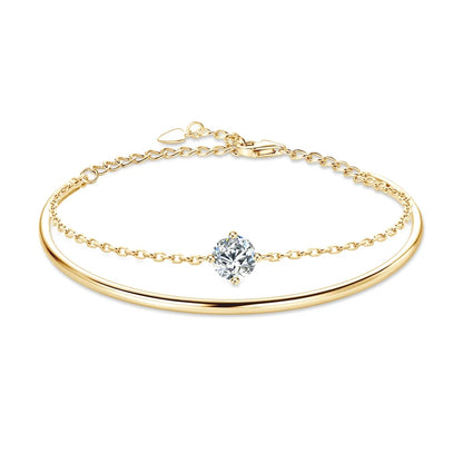 Double Layers 6.5mm D Color Moissanite Bracelet Bangle Cuff for Women 925 Silver Chain Bilayer Bracelets 2024 Jewelry Gift