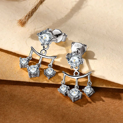 Trendy Dual Use Earrings Jackets 925 Sterling Silver D Color Moissanite Ear Jacket Studs for Women Jewelry Valentine Gifts