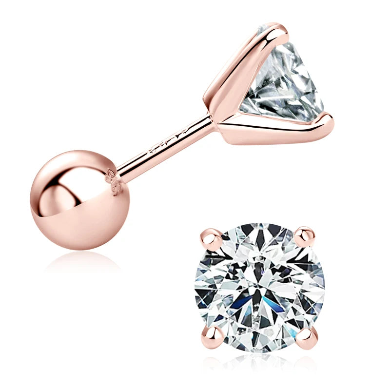 2.0ctw D Color Moissanite Earrings Studs Original 925 Silver Earrings Ball Screw Back Jewelry for Women Men 6.5mm 1 Carat