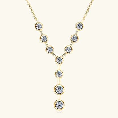Bezel Y Shape Moissanite Diamond Necklace Real 925 Silver 18k Gold Plated 7-stone Pendant For Women 2025 New Jewelry Gifts