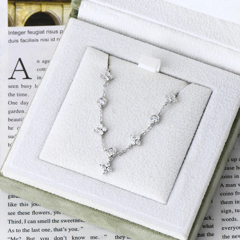 Silver 925 Four Leaf Clover Bracelet Certified D Color Moissanite Bracelets Gold Plated Charm for Women Lucky Jewelry Gift