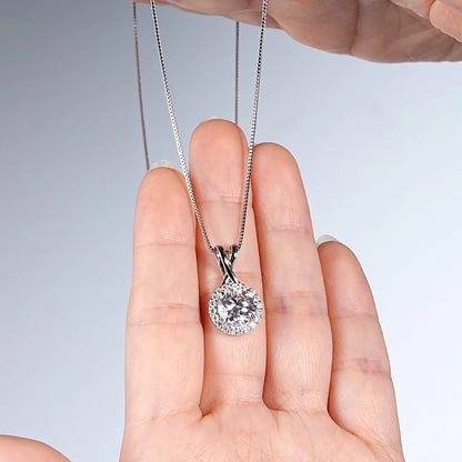 3CT 2CT 1CT D Moissanite Halo Pendant Necklace for Women 925 Silver Adjustable Chain Sparking Lab Diamond GRA Certified Jewelry