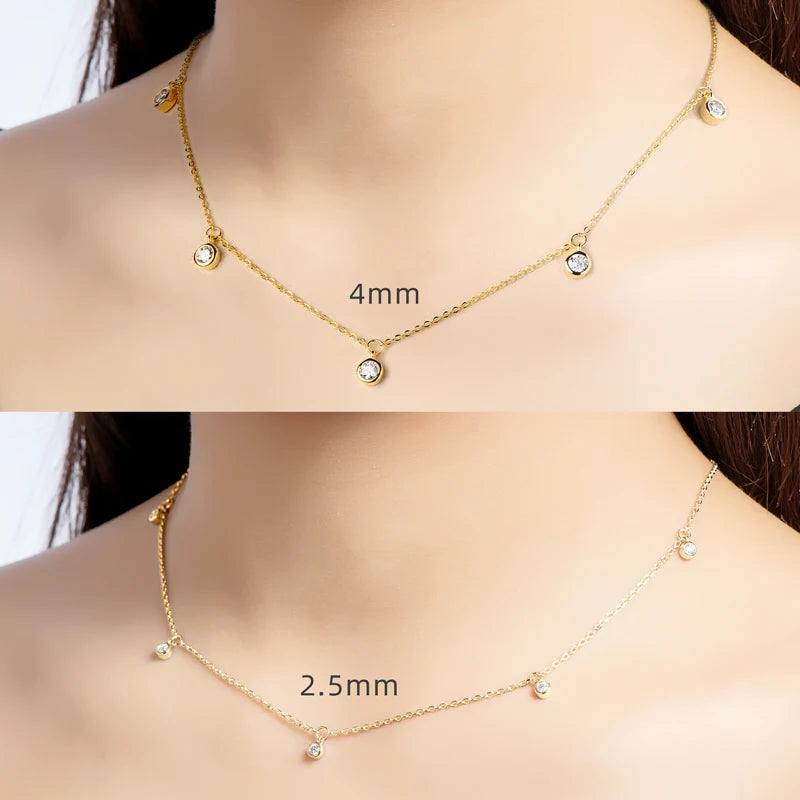 Luxury 2.5/4.0mm Moissanite Necklace for Women Original Silver 925 Gold Color Chain Choker Jewelry with GRA Certified 18''