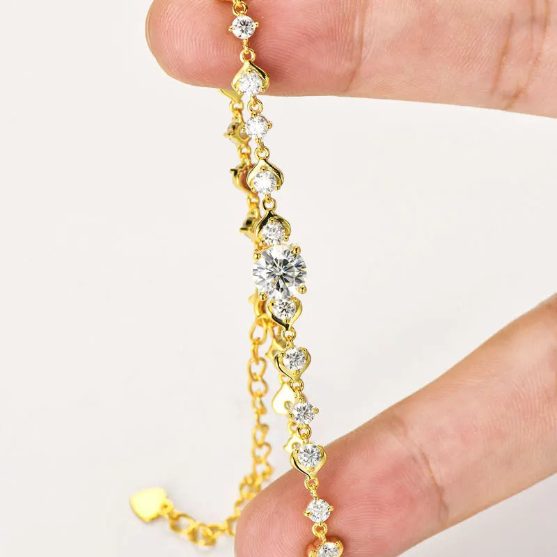 2025 New Pod Design Full Moissanite Bracelet for Women 925 Silver 18k Gold Plated Fine Jewelry GRA Certified Lab Diamond