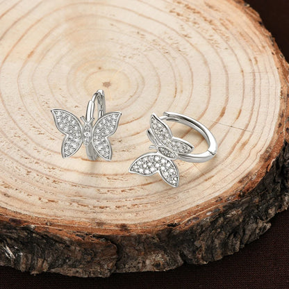 2024 Cute Butterfly Hoop Earrings for Women 925 Sterling Silver Delicate Moissanite Earrings Small Hoops Fine Jewelry Gift