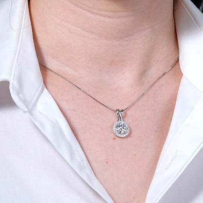 3CT 2CT 1CT D Moissanite Halo Pendant Necklace for Women 925 Silver Adjustable Chain Sparking Lab Diamond GRA Certified Jewelry