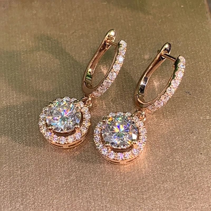 2023 Women Hoops 925 Silver Gold Drop Earrings Dangle Real Moissanite Earring Original GRA Certified Wedding Jewelry Gifts