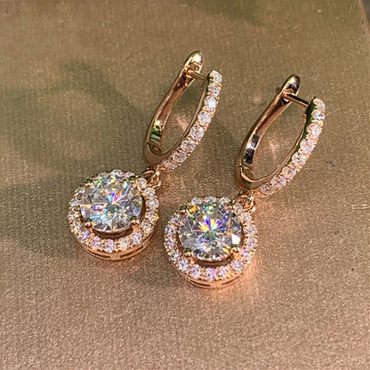 2023 Women Hoops 925 Silver Gold Drop Earrings Dangle Real Moissanite Earring Original GRA Certified Wedding Jewelry Gifts
