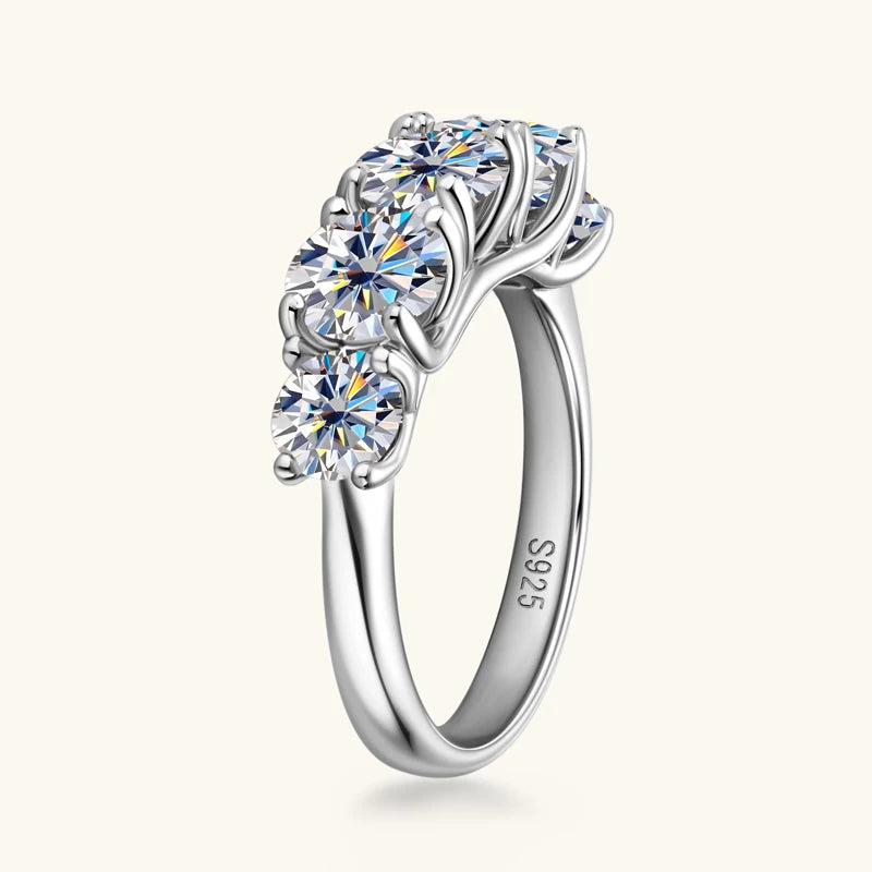 3.60CTW All Moissanite Diamond Ring Sparking D Color 5 Stones Wedding Engagement Band For Women 925 Silver Promise Jewelry