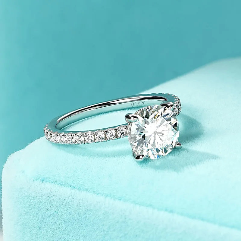 Solitaire 2ct Moissanite Diamond Ring 925 Sterling Sliver Sparking Wedding Promise Finger Rings for Women GRA Certificate