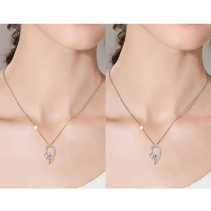 Real 925 Silver Heart Pendant Necklace Moissanite 1CT 6.5mm S925 Chain for Women Lover Girl Christmas Valentine's Day Gift