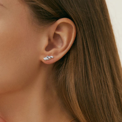 2024 Trendy Leaf-Shaped Stud Earrings Marqusie Cut Moissanite Piercing Earrings 100% 925 Silver for Women GRA Certified Jewelry