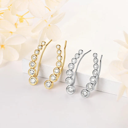 1.52CTTW. Full Bezel Moissanite Earrings Climber Crawler 100% Real 925 Silver for Women with Certificate GRA Jewelry Gifts