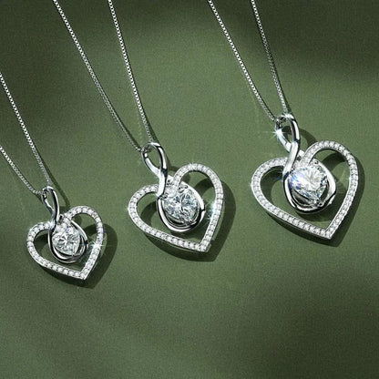 1CT 2CT 3CT Heart Cut Moissanite Pendant Necklace 925 Silver Adjustable Chain for Women GRA Certified Jewelry 2025 Gifts