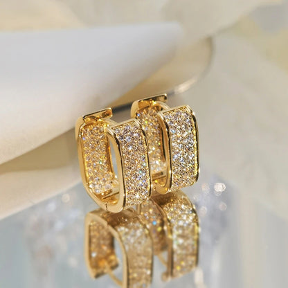 Original Full Moissanite Earrings Women Square Hoop Earrings Silver 925 Trendy Wedding Party Jewelry with GRA Certificate