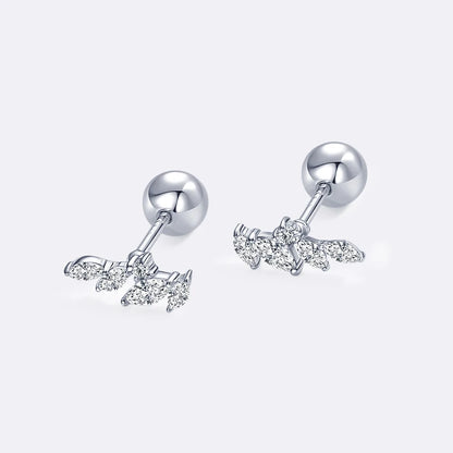 2024 Trendy Leaf-Shaped Stud Earrings Marqusie Cut Moissanite Piercing Earrings 100% 925 Silver for Women GRA Certified Jewelry