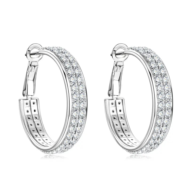 2025 Trendy Pave Full Moissanite Hoop Earrings Real 925 Silver Earrings for Women Wedding Party Birthday Valentine Gift