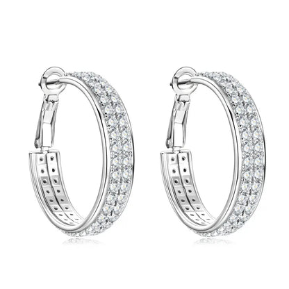 2025 Trendy Pave Full Moissanite Hoop Earrings Real 925 Silver Earrings for Women Wedding Party Birthday Valentine Gift