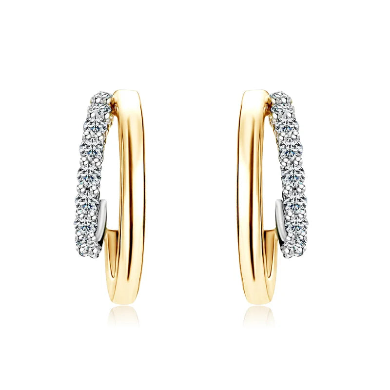 925 Sterling Silver Moissanite Earrings Stud for Women Double Open Hoop Ear Cuff 2024 Trend Jewelry with Certificate Gifts