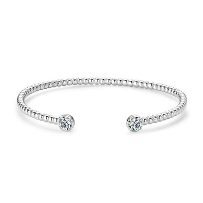 Solid Bangle Real 925 Silver 5mm 1ctw. D Color Bezel Round Moissanite Bracelet for Women Open Bangle Cuff Gift GRA Jewelry