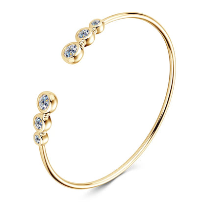 Simple Open Ended Bracelets Cuff Silver 925 D Color Moissanite Bracelet Bangle for Women Luxury Gold Plated Charm Jewelry