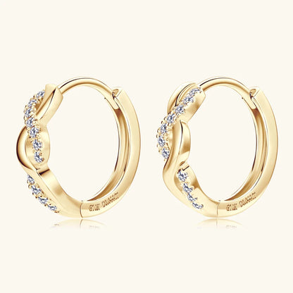 Real 10K Gold Earrings Infinite Hoop for Women D Moissanite Earrings Small Hoops Wedding Jewelry GRA Certified lab Diamond 0.9mm