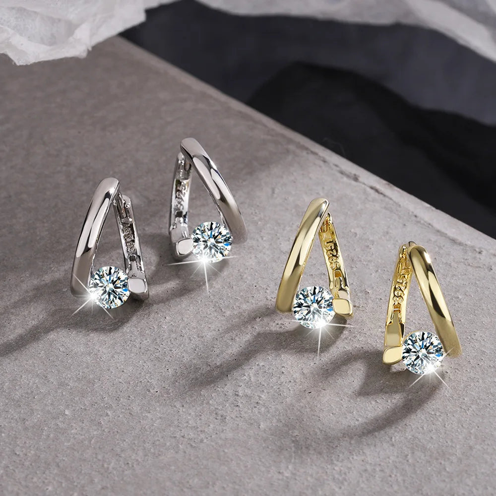 Korean Twist Hoops 1.0ct D Color Moissanite Earrings For Women Real 925 Silver Solitaire Diamond Stud Earrings Jewelry