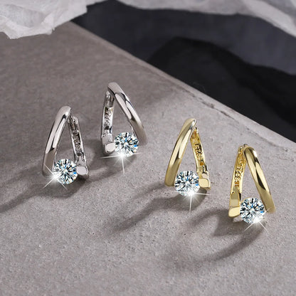 Korean Twist Hoops 1.0ct D Color Moissanite Earrings For Women Real 925 Silver Solitaire Diamond Stud Earrings Jewelry