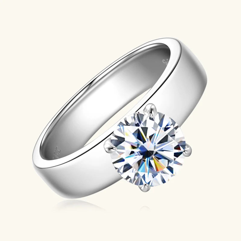 18k Gold Plated 925 Sliver 2ct 8mm Moissanite Ring for Couple Women Men Chunky Engagement Wedding Rings Wide Finger Bands