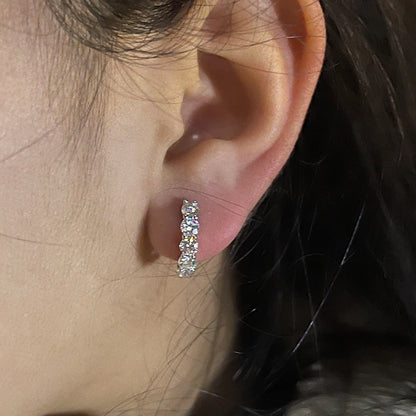 14k Gold Plated Hoop Earrings for Women 3.5mm D Color 925 Sterling Silver Moissanite Diamond Huggie Earring Girls Jewelry