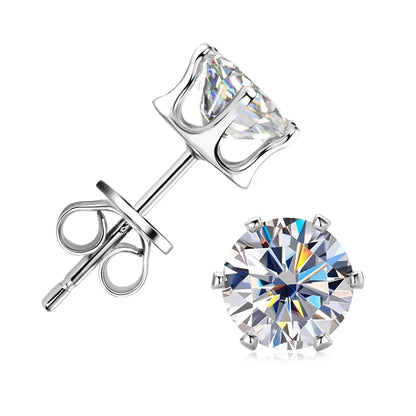 3mm-9mm D Round Moissanite Stud Earrings for Women Men Sparking Earrings 925 Silver Hypoallergenic GRA Certified Jewelry