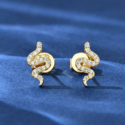 D Moissanite Stud Earrings for Women Men 925 Silver Trendy Personality Snake Earrings 2025 New Fine Jewelry GRA Certified