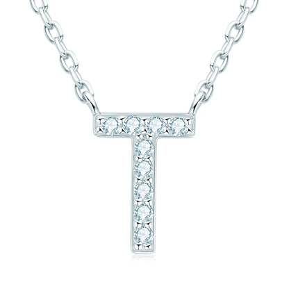 Initial Moissanite 26 Letter Pendant Necklace for Women Men Real Silver 925 Name Pendant Fine Jewelry Valentine's Day Gift