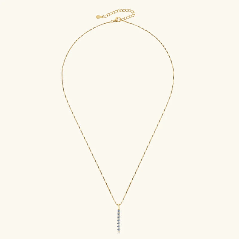 2.8mm 0.56ctw. Moissanite Pendant Necklace for Women 925 Silver Adjustable Chain 7-stone Bar Necklaces Trend Jewelry Gifts